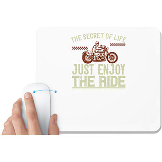                       UDNAG White Mousepad 'Motorcycle | tThe secret life just enjoy the ride' for Computer / PC / Laptop [230 x 200 x 5mm]                                              