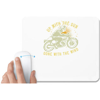                       UDNAG White Mousepad 'Motorcycle | up with the sun gone with the wind' for Computer / PC / Laptop [230 x 200 x 5mm]                                              