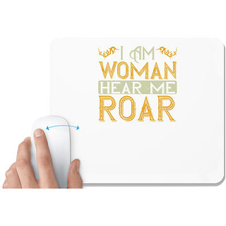                       UDNAG White Mousepad 'Mother | i am woman hear me roar' for Computer / PC / Laptop [230 x 200 x 5mm]                                              