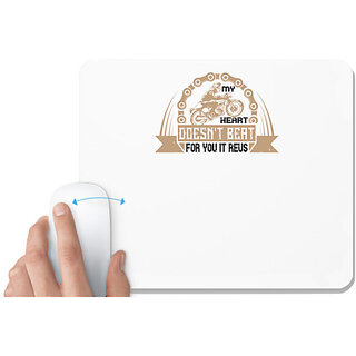                       UDNAG White Mousepad 'Motorcycle | my heart doesn't beat for you it revs' for Computer / PC / Laptop [230 x 200 x 5mm]                                              