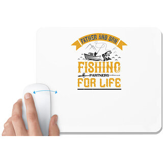                       UDNAG White Mousepad 'Fishing | father and son fishing partners for life' for Computer / PC / Laptop [230 x 200 x 5mm]                                              