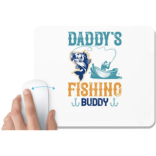                      UDNAG White Mousepad 'Fishing | daddys fishing buddy' for Computer / PC / Laptop [230 x 200 x 5mm]                                              