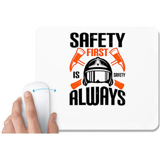                       UDNAG White Mousepad 'Firefighter | Safety First is Safety Always 1' for Computer / PC / Laptop [230 x 200 x 5mm]                                              