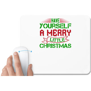                       UDNAG White Mousepad 'Christmas | Have yourself a merry little Christmas' for Computer / PC / Laptop [230 x 200 x 5mm]                                              