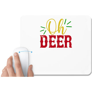                       UDNAG White Mousepad 'Christmas | oh deer' for Computer / PC / Laptop [230 x 200 x 5mm]                                              