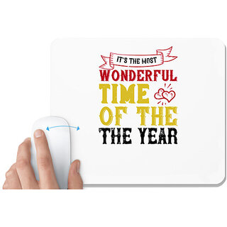                       UDNAG White Mousepad 'Christmas | Its the most wonderful time of the year' for Computer / PC / Laptop [230 x 200 x 5mm]                                              