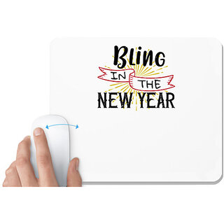                       UDNAG White Mousepad 'Christmas | Bling in the New Year' for Computer / PC / Laptop [230 x 200 x 5mm]                                              