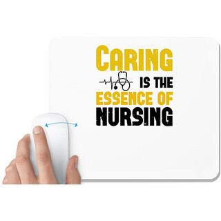                       UDNAG White Mousepad 'Nurse | caring is the essence of' for Computer / PC / Laptop [230 x 200 x 5mm]                                              