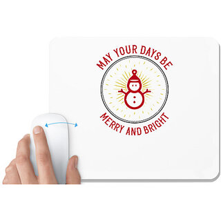                       UDNAG White Mousepad 'Christmas | May your days be merry and bright' for Computer / PC / Laptop [230 x 200 x 5mm]                                              