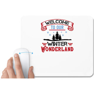                       UDNAG White Mousepad 'Winter,Christmas | Welcome to our Winter Wonderland' for Computer / PC / Laptop [230 x 200 x 5mm]                                              