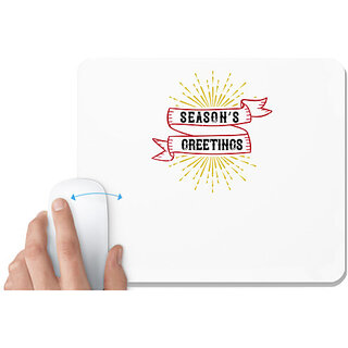                       UDNAG White Mousepad 'Christmas | Seasons greetings' for Computer / PC / Laptop [230 x 200 x 5mm]                                              