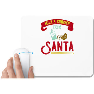                      UDNAG White Mousepad 'Christmas | Milk & cookies for Santa' for Computer / PC / Laptop [230 x 200 x 5mm]                                              