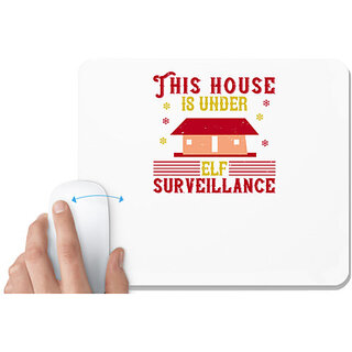                       UDNAG White Mousepad 'Christmas | This house is under elf surveillance' for Computer / PC / Laptop [230 x 200 x 5mm]                                              