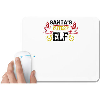                       UDNAG White Mousepad 'Christmas | Santas cutest elf' for Computer / PC / Laptop [230 x 200 x 5mm]                                              