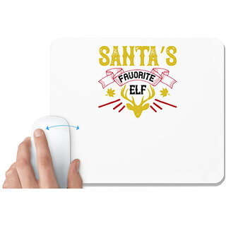                       UDNAG White Mousepad 'Christmas | Santas favorite elf' for Computer / PC / Laptop [230 x 200 x 5mm]                                              