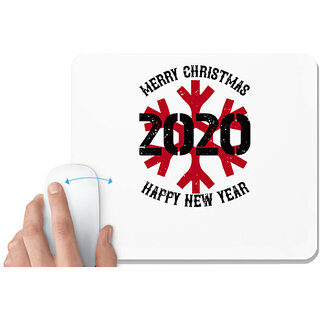                       UDNAG White Mousepad 'Christmas | Merry christmas 2020 happy new year' for Computer / PC / Laptop [230 x 200 x 5mm]                                              