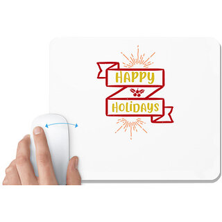                       UDNAG White Mousepad 'Christmas | happy holidays' for Computer / PC / Laptop [230 x 200 x 5mm]                                              