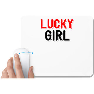                       UDNAG White Mousepad 'Girl | lucky girl' for Computer / PC / Laptop [230 x 200 x 5mm]                                              