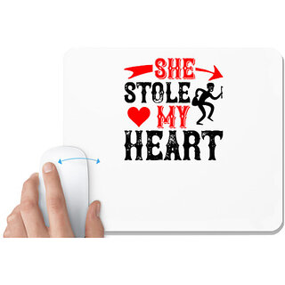                       UDNAG White Mousepad 'Love | she stole my heart' for Computer / PC / Laptop [230 x 200 x 5mm]                                              