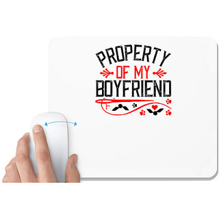                       UDNAG White Mousepad 'Boyfriend | property of my boy friend' for Computer / PC / Laptop [230 x 200 x 5mm]                                              