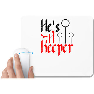                       UDNAG White Mousepad 'Couple | he's a keeper' for Computer / PC / Laptop [230 x 200 x 5mm]                                              