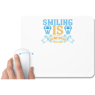                       UDNAG White Mousepad 'Dentist | Smiling is Fun With Healthy Teeth & Gums' for Computer / PC / Laptop [230 x 200 x 5mm]                                              