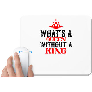                       UDNAG White Mousepad 'Couple | what's a Queen without a king' for Computer / PC / Laptop [230 x 200 x 5mm]                                              