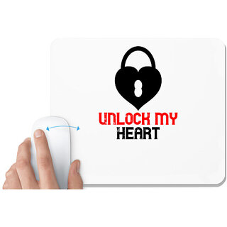                       UDNAG White Mousepad 'Couple | unlock my heart' for Computer / PC / Laptop [230 x 200 x 5mm]                                              
