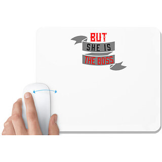                       UDNAG White Mousepad 'Couple | but she the boss' for Computer / PC / Laptop [230 x 200 x 5mm]                                              