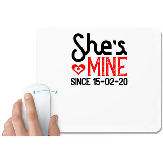                       UDNAG White Mousepad 'Couple | she's mine scine' for Computer / PC / Laptop [230 x 200 x 5mm]                                              