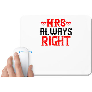                       UDNAG White Mousepad 'Couple | Mr always right' for Computer / PC / Laptop [230 x 200 x 5mm]                                              