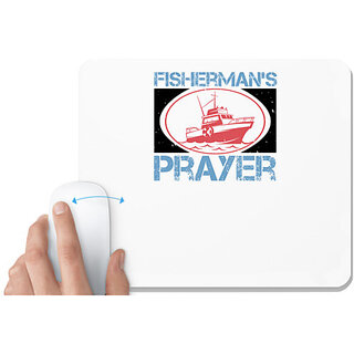                       UDNAG White Mousepad 'Fishing | Fishermans Prayer' for Computer / PC / Laptop [230 x 200 x 5mm]                                              
