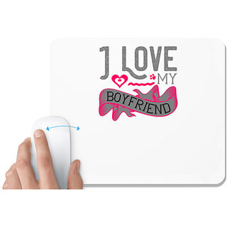                       UDNAG White Mousepad 'Couple | i love my boy friend' for Computer / PC / Laptop [230 x 200 x 5mm]                                              