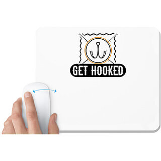                       UDNAG White Mousepad 'Fishing | hooked' for Computer / PC / Laptop [230 x 200 x 5mm]                                              