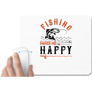                       UDNAG White Mousepad 'Fishing | Fishing makes me happy copy' for Computer / PC / Laptop [230 x 200 x 5mm]                                              