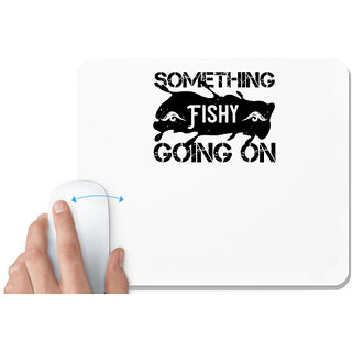                       UDNAG White Mousepad 'Fishing | Something fishy going on' for Computer / PC / Laptop [230 x 200 x 5mm]                                              