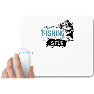                       UDNAG White Mousepad 'Fishing | Fishing is fun 01' for Computer / PC / Laptop [230 x 200 x 5mm]                                              