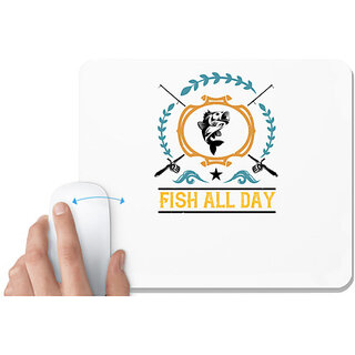                       UDNAG White Mousepad 'Fishing | Fish all day copy' for Computer / PC / Laptop [230 x 200 x 5mm]                                              