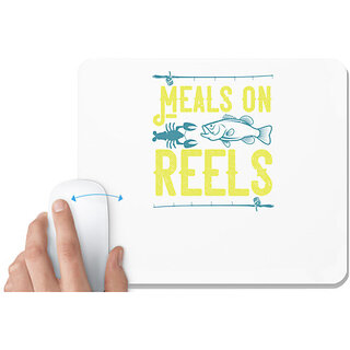                       UDNAG White Mousepad 'Fishing | Meals on reels' for Computer / PC / Laptop [230 x 200 x 5mm]                                              