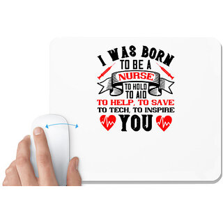                       UDNAG White Mousepad 'Nurse | i was born to be a' for Computer / PC / Laptop [230 x 200 x 5mm]                                              