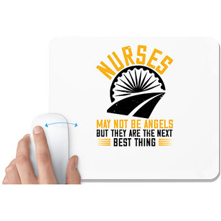                       UDNAG White Mousepad 'Nurse | nurses may not be angels' for Computer / PC / Laptop [230 x 200 x 5mm]                                              