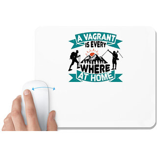                       UDNAG White Mousepad 'Adventure | A vagrant is everywhere at home' for Computer / PC / Laptop [230 x 200 x 5mm]                                              