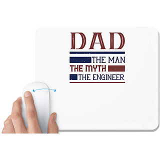                       UDNAG White Mousepad 'Engineer, Father | dad the man the myth the engineer' for Computer / PC / Laptop [230 x 200 x 5mm]                                              