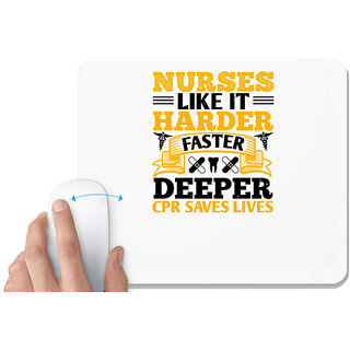                       UDNAG White Mousepad 'Nurse | nurses like it harder' for Computer / PC / Laptop [230 x 200 x 5mm]                                              