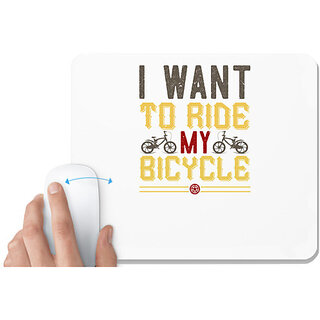                       UDNAG White Mousepad 'Rider | i want to ride my cycle' for Computer / PC / Laptop [230 x 200 x 5mm]                                              