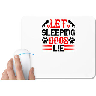                       UDNAG White Mousepad 'Dog | Let sleeping dogs lie' for Computer / PC / Laptop [230 x 200 x 5mm]                                              