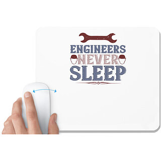                       UDNAG White Mousepad 'Engineer | engineers never sleep' for Computer / PC / Laptop [230 x 200 x 5mm]                                              