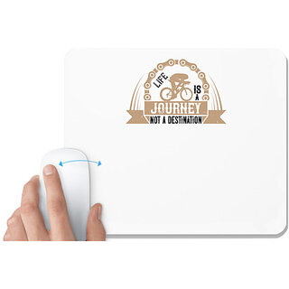                       UDNAG White Mousepad 'Cycling | life is a journey not a destination' for Computer / PC / Laptop [230 x 200 x 5mm]                                              