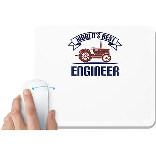                       UDNAG White Mousepad 'Engineer | world's best engineer' for Computer / PC / Laptop [230 x 200 x 5mm]                                              