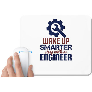                       UDNAG White Mousepad 'Engineer | wake up smarter sleep with an engineer' for Computer / PC / Laptop [230 x 200 x 5mm]                                              